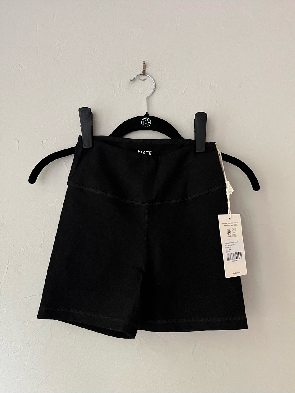 MATE THE LABEL ORGANIC STRETCH BIKER SHORTS 4” JET BLACK XS L - Picture 5 of 6